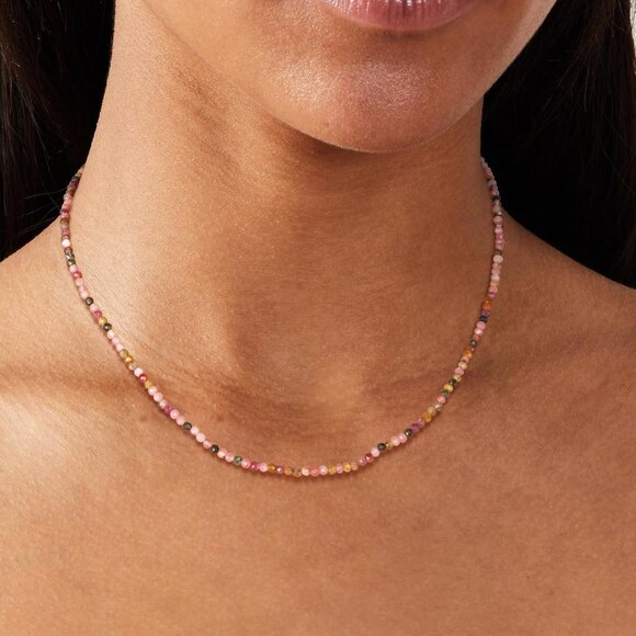 Gold Beaded Choker Necklace 18K Gold Plated Adjustable Summer Jewelry for Women - Picture 4 of 8